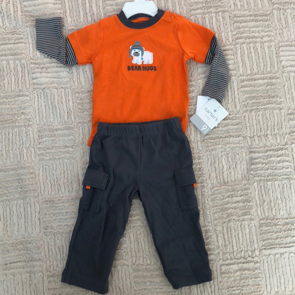 NWT Carter’s 2-piece outfit, Bear Hugs, Size 9 months